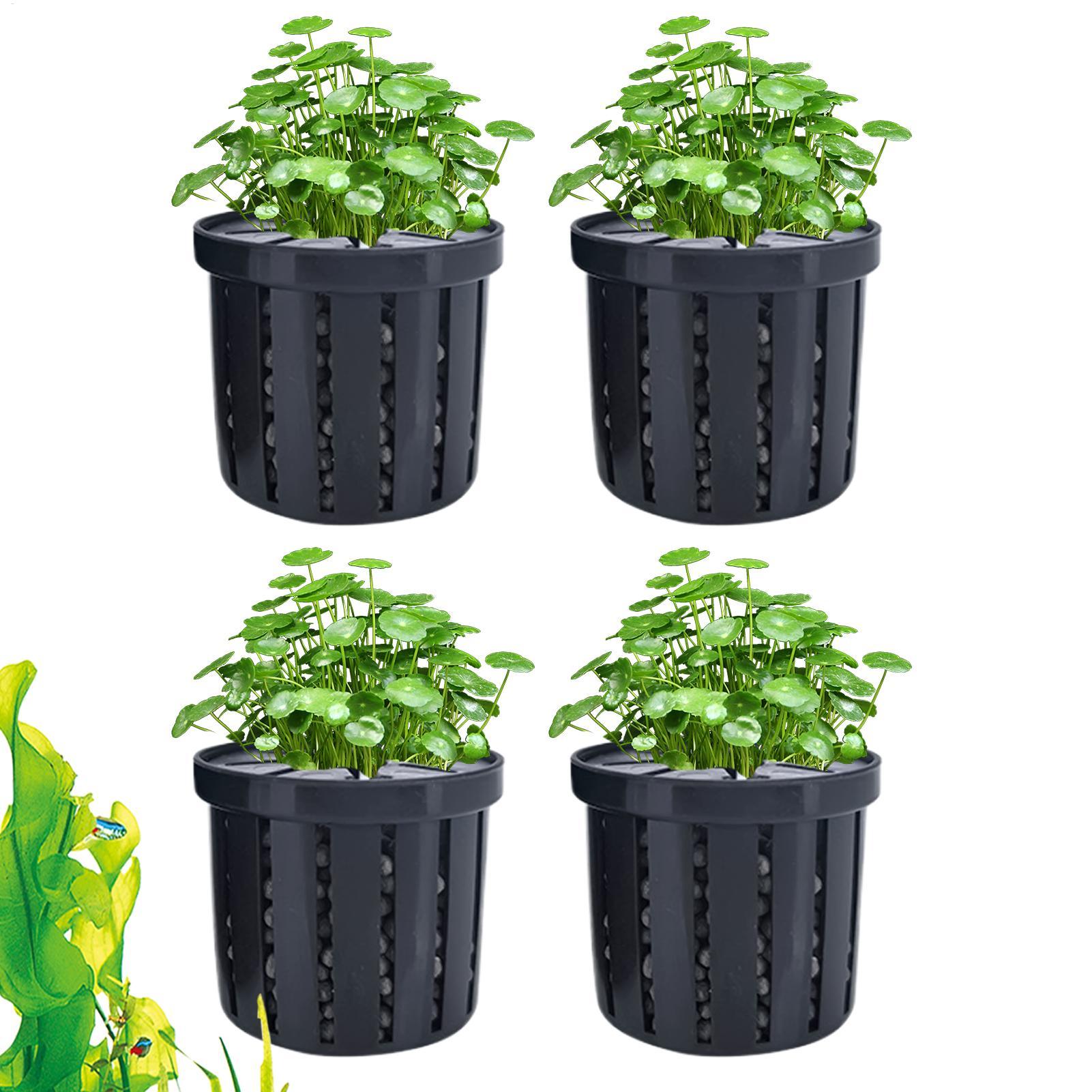 Aquarium Plant Holder - 4-teiliger Aquarium-Pflanztopf mit Schwamm-Saugnäpfen, der sich