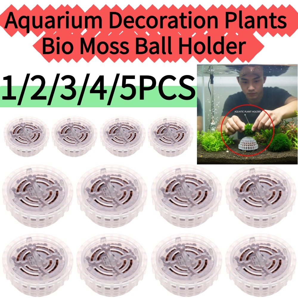 Aquarium Plant Red - 1/2/3/4/5 Stück Aquarium-Dekorationspflanzen Bio-Moosball-Halter für Aquarium