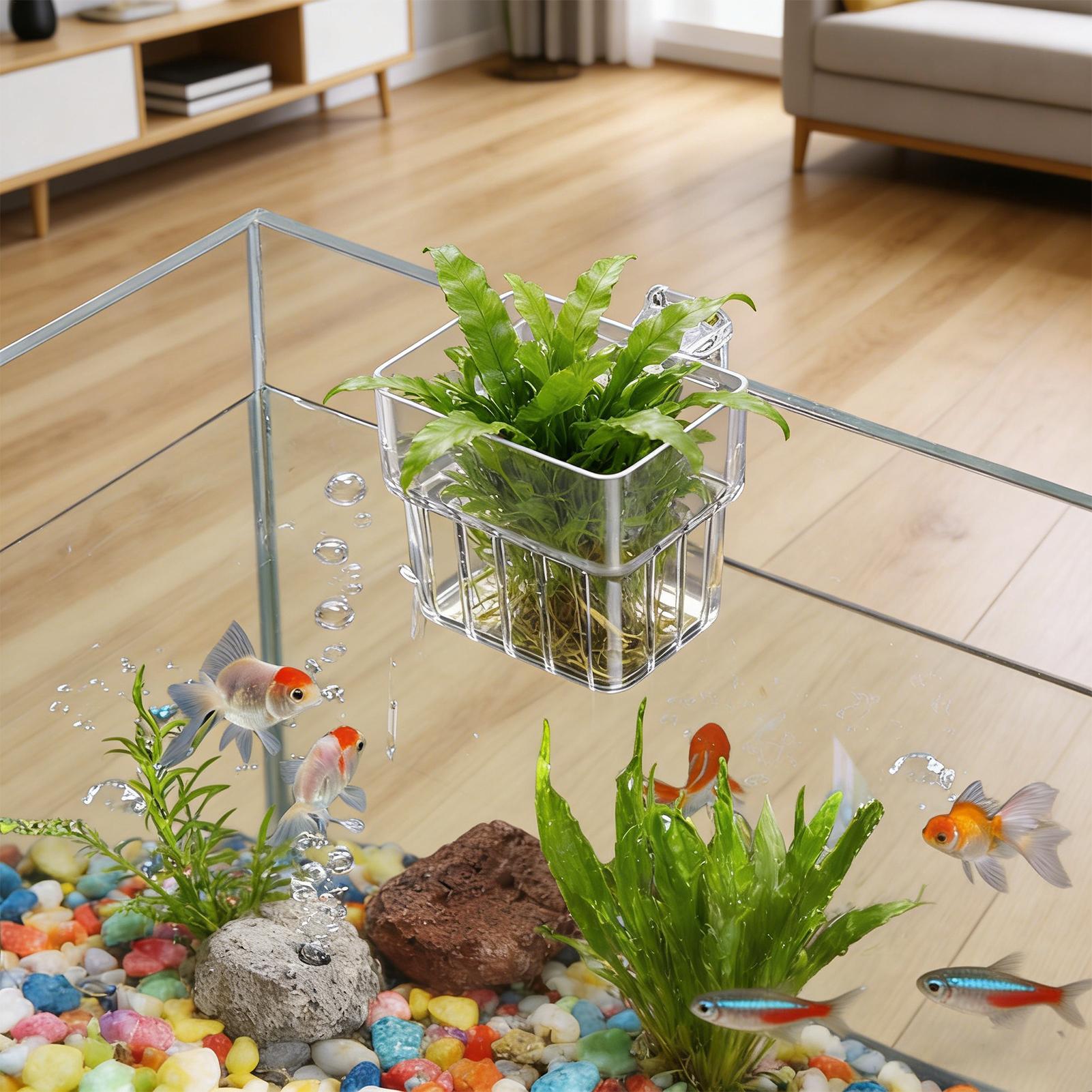 Aquarium Plant Holder - Transparenter Hängbarer Aquarium-Pflanzenhalter für Fischbecken Hydroponisches